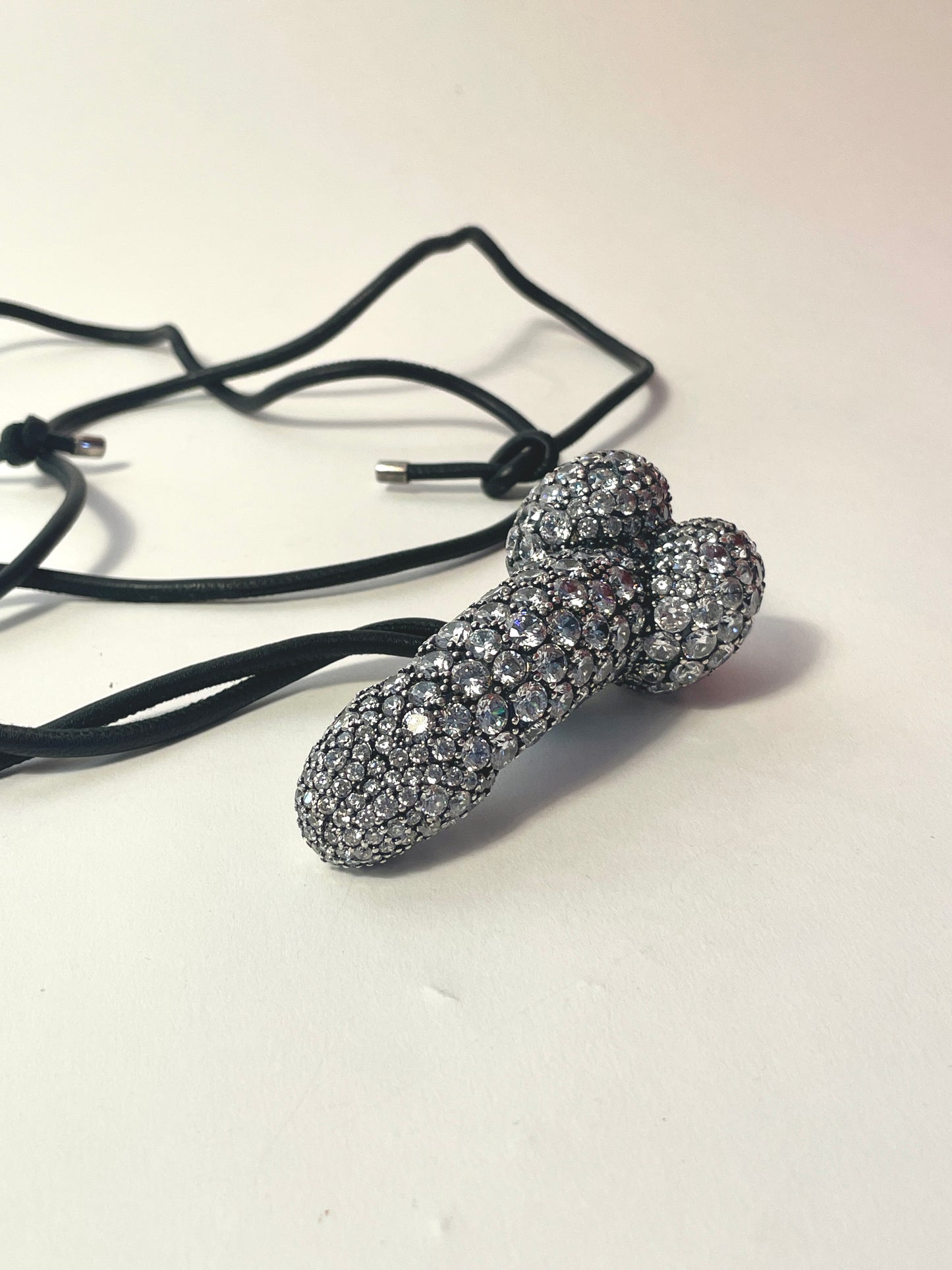 Vivienne Westwood Swarovski Penis Necklace with long leather strap RARE