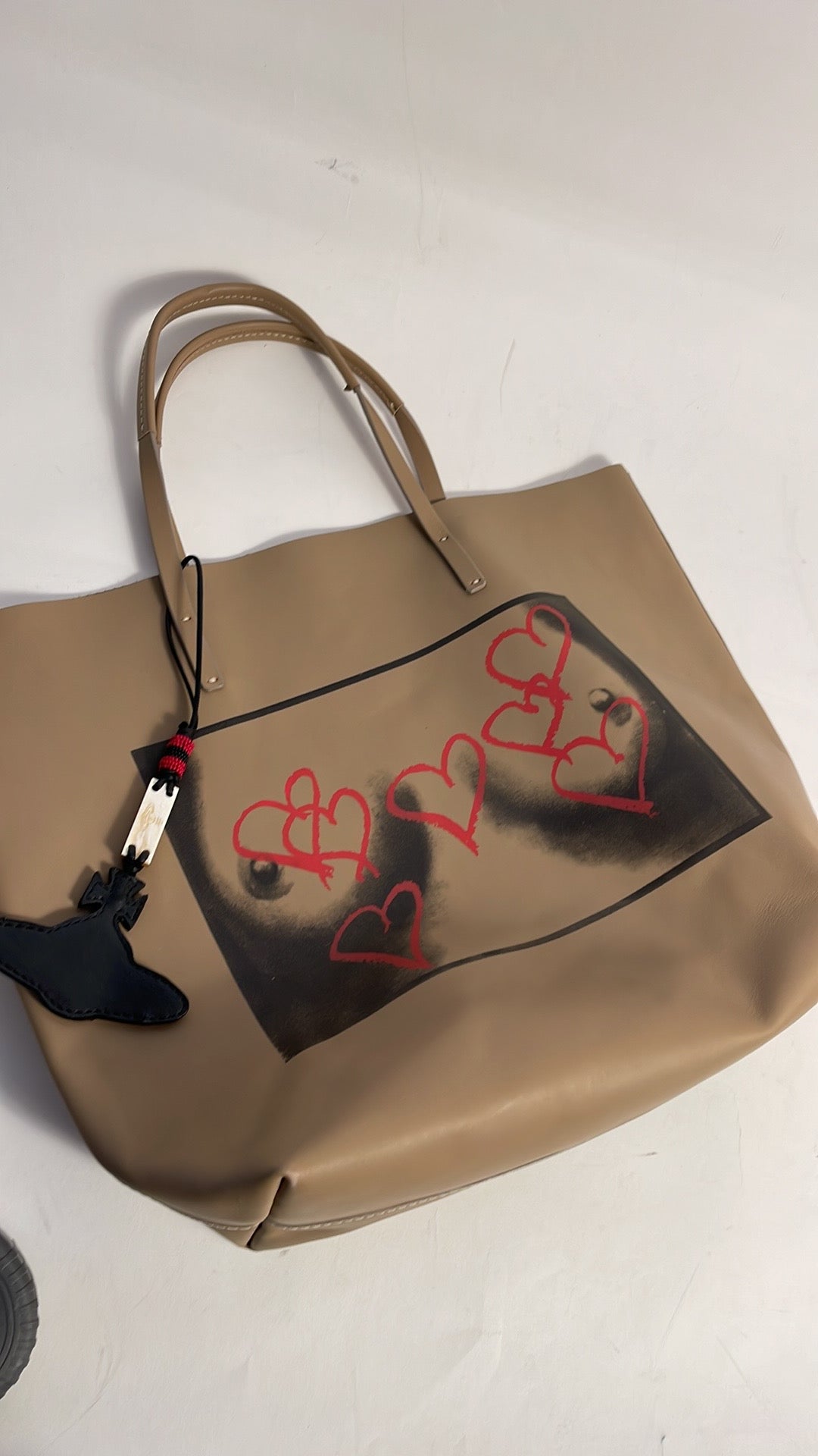 Vivienne Westwood ICONIC TITS ARTWORK NATURAL LEATHER TOTE NWT