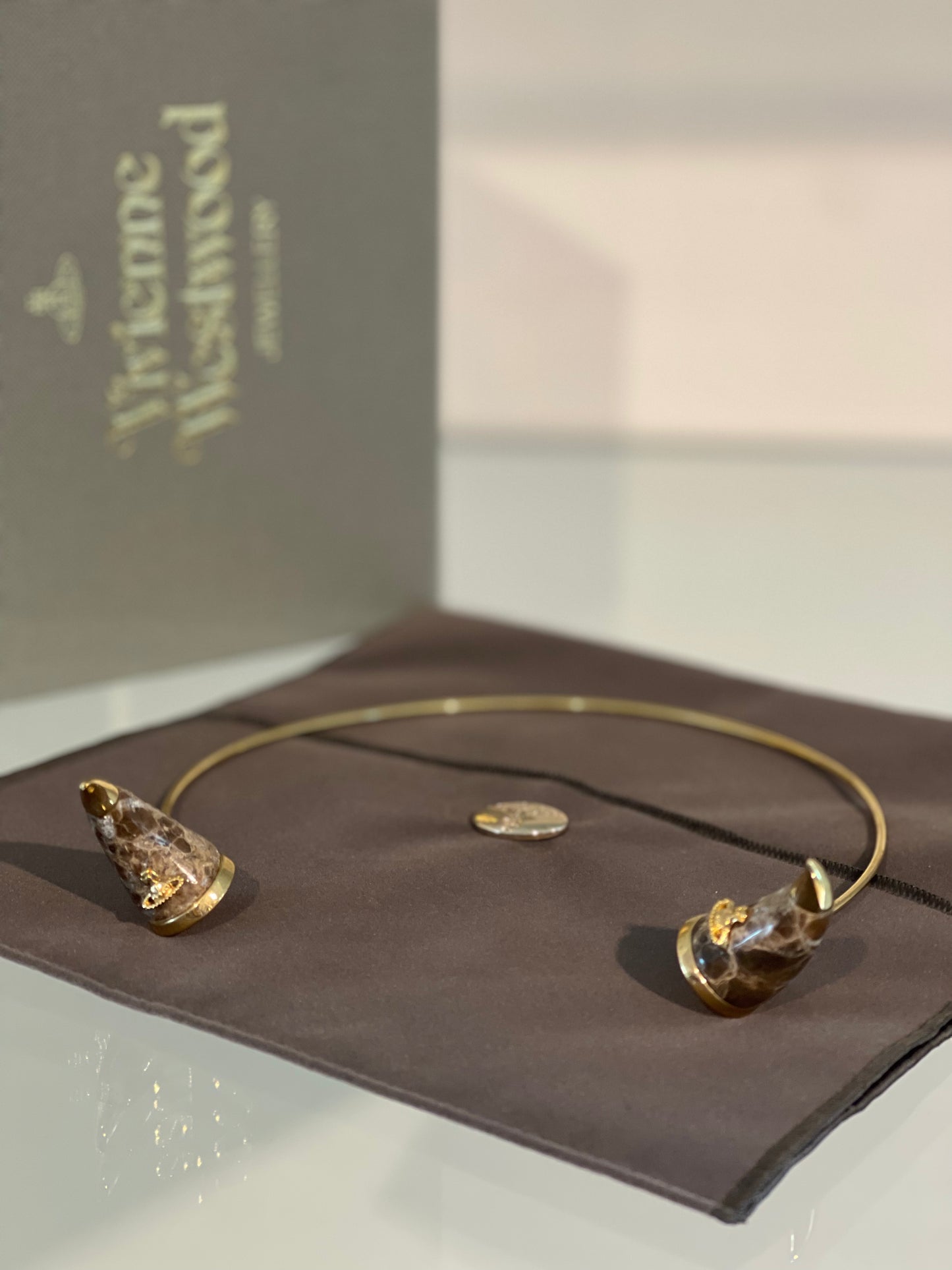 Vivienne Westwood VERY RARE VINTAGE TIARA HORN MARBLE BROWN/GOLD 2014