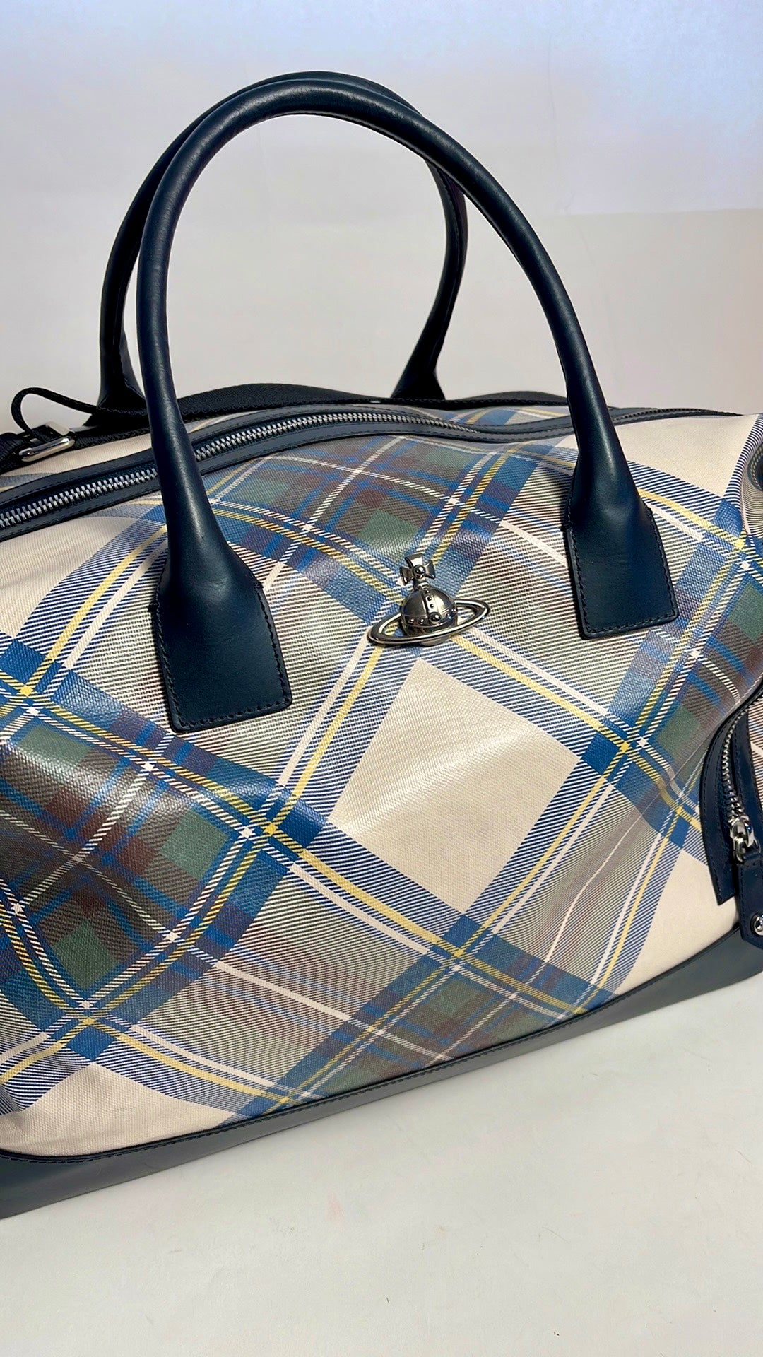 Vivienne Westwood RARE GREEN/blue TARTAN DUFFLE BAG NWT