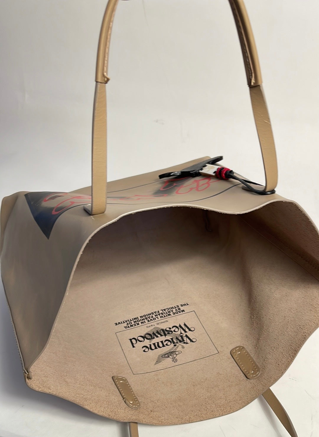 Vivienne Westwood ICONIC TITS ARTWORK NATURAL LEATHER TOTE NWT