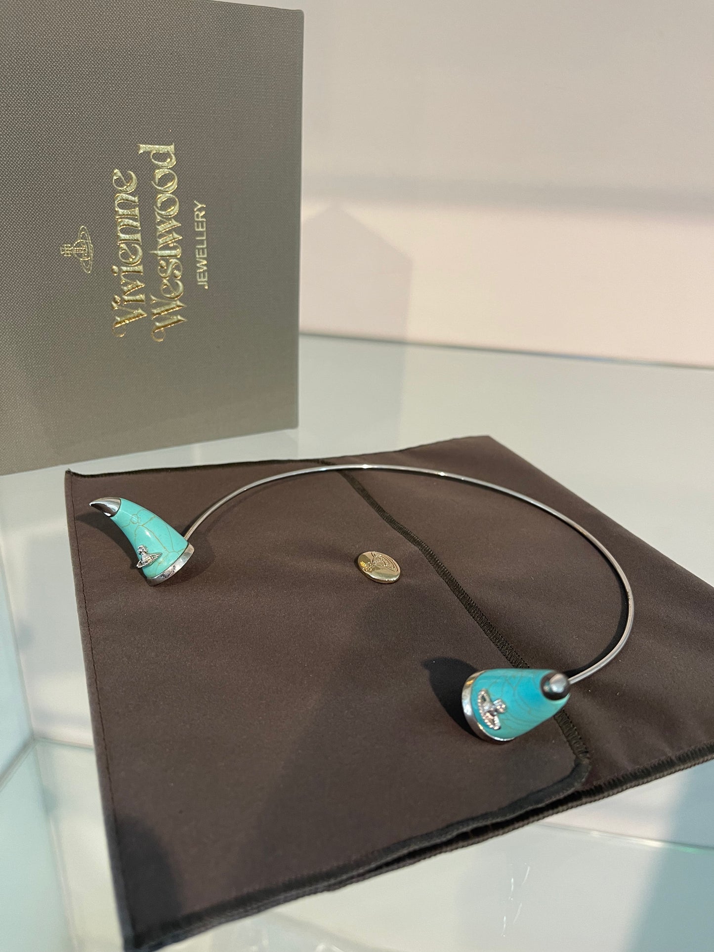 Vivienne Westwood VERY RARE VINTAGE TIARA HORN TURQUOISE/SILVER 2014