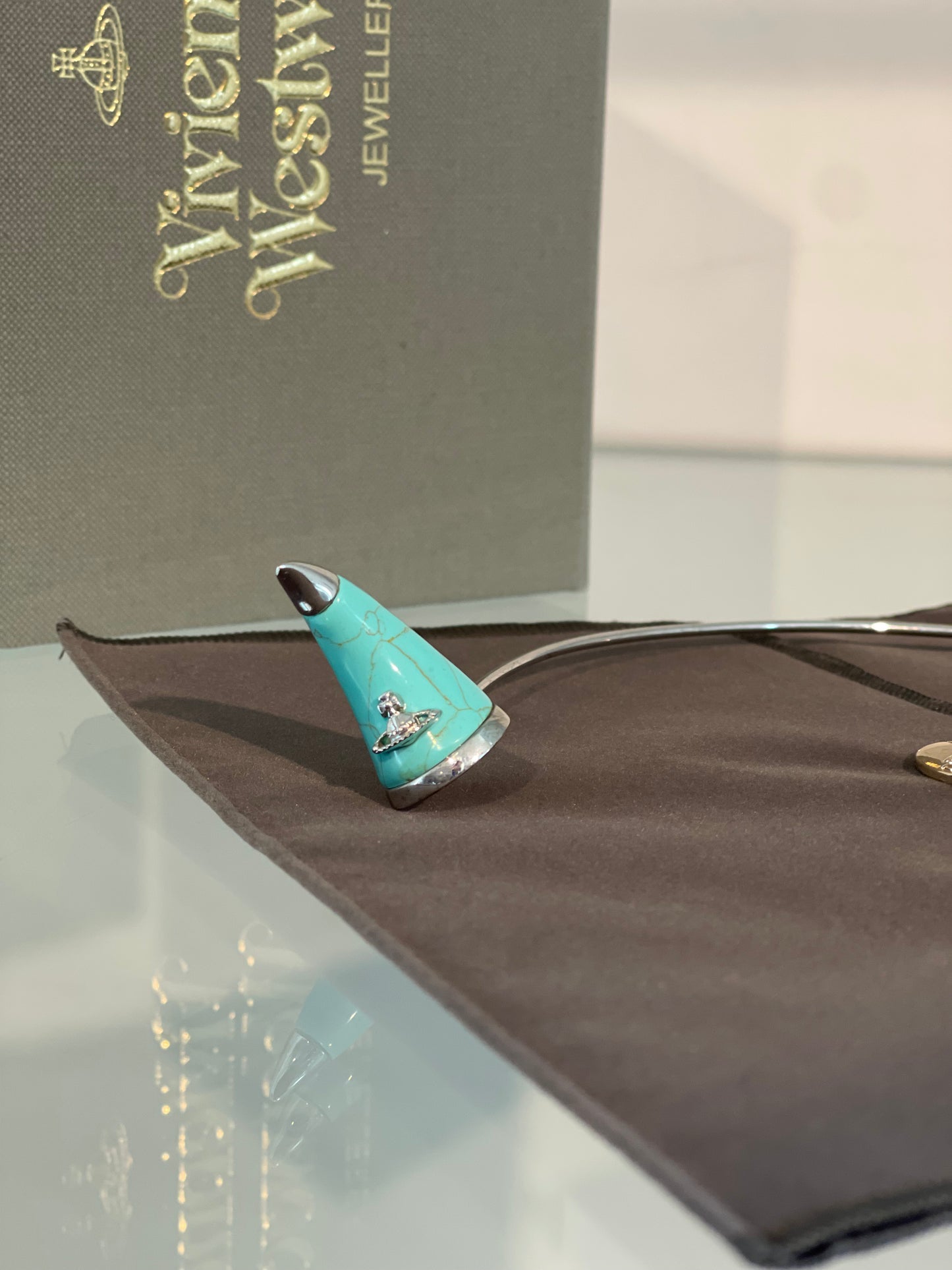 Vivienne Westwood VERY RARE VINTAGE TIARA HORN TURQUOISE/SILVER 2014