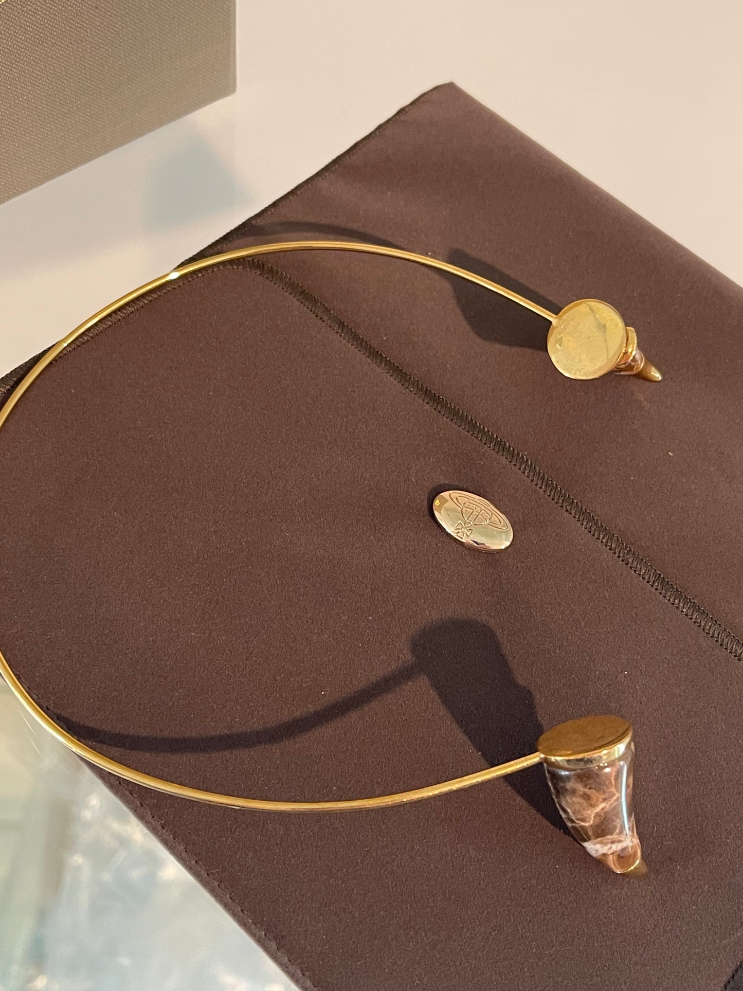 Vivienne Westwood VERY RARE VINTAGE TIARA HORN MARBLE BROWN/GOLD 2014