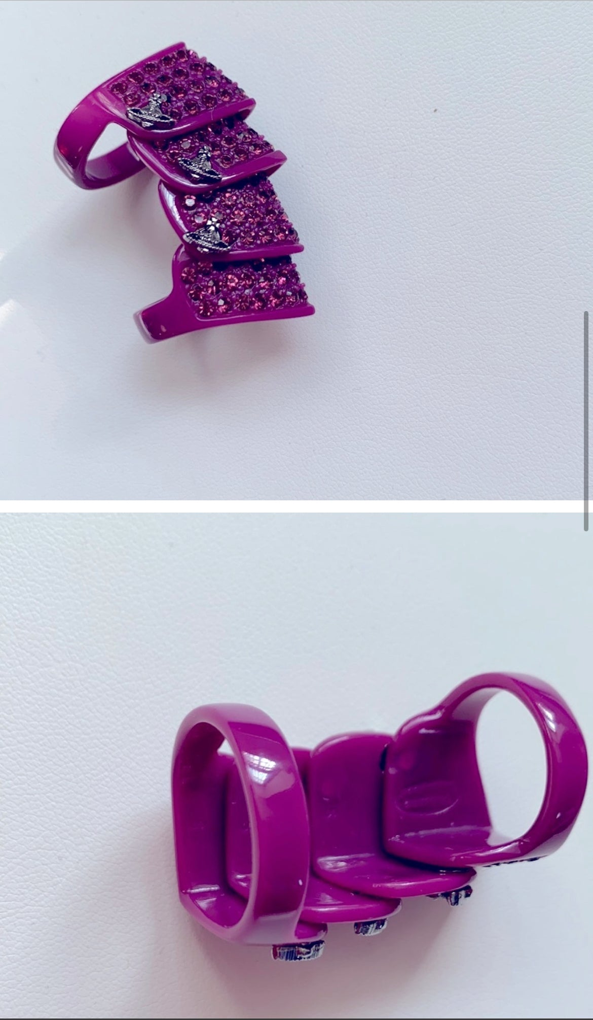 Vivienne Westwood RESIN PAVE VINTAGE ARMOUR RING IN PURPLE/SWAROVSKI CRYSTALS