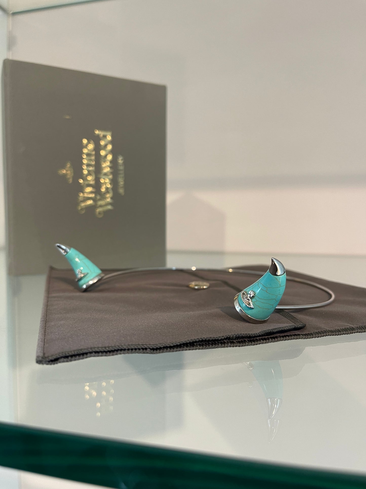 Vivienne Westwood VERY RARE VINTAGE TIARA HORN TURQUOISE/SILVER 2014