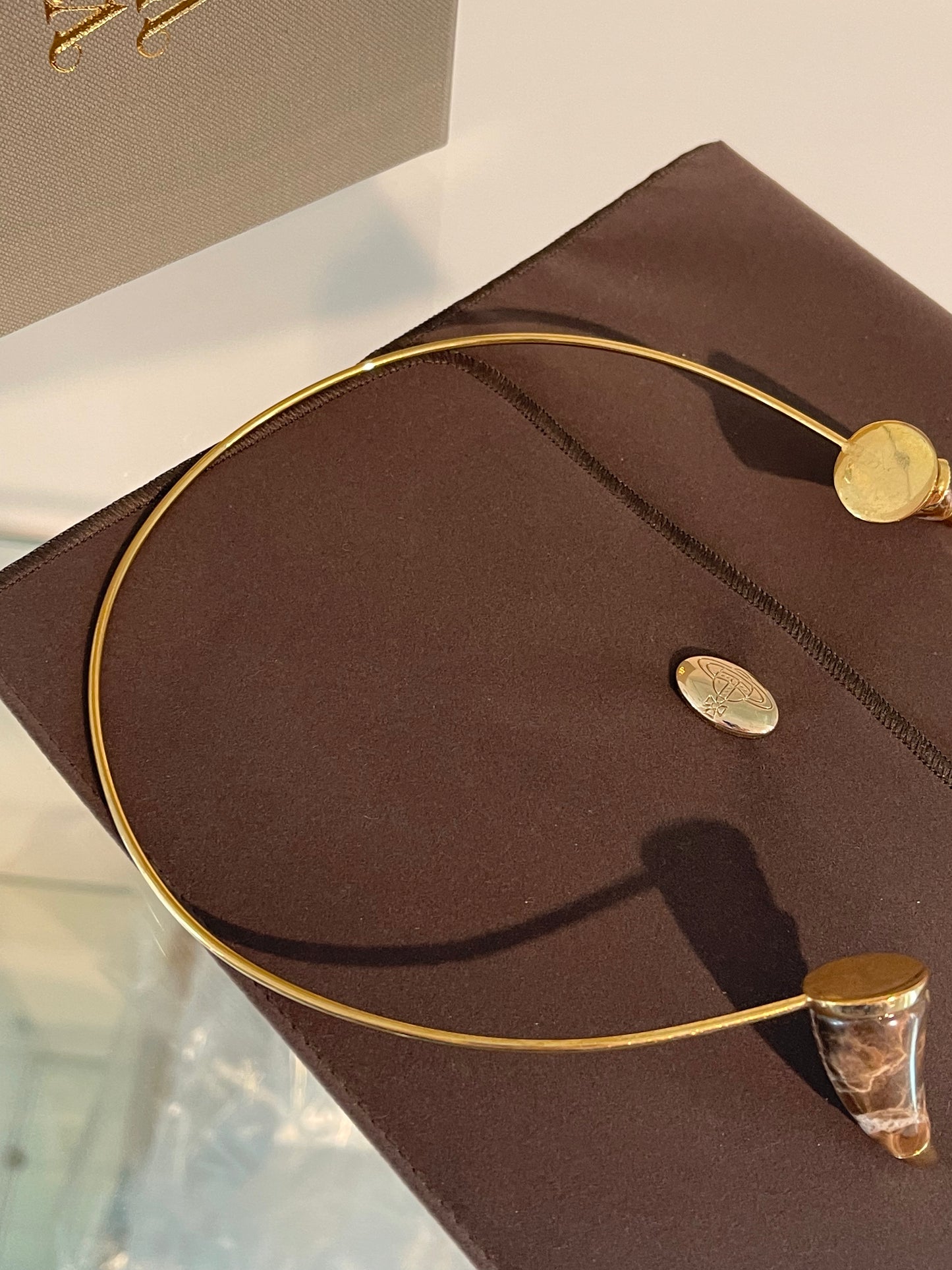 Vivienne Westwood VERY RARE VINTAGE TIARA HORN MARBLE BROWN/GOLD 2014