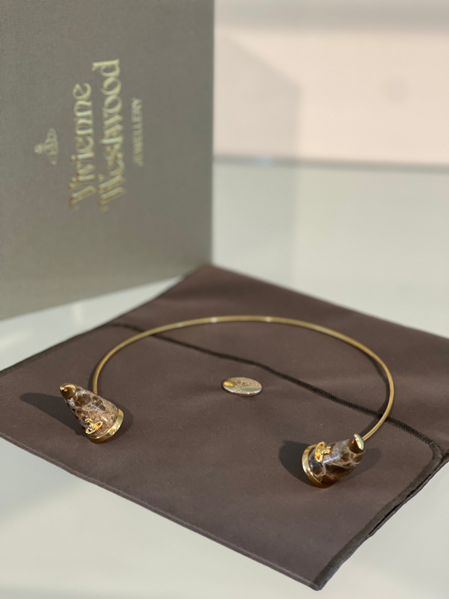 Vivienne Westwood VERY RARE VINTAGE TIARA HORN MARBLE BROWN/GOLD 2014