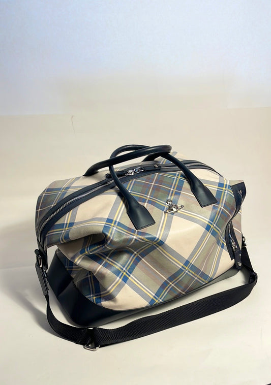 Vivienne Westwood RARE GREEN/blue TARTAN DUFFLE BAG NWT