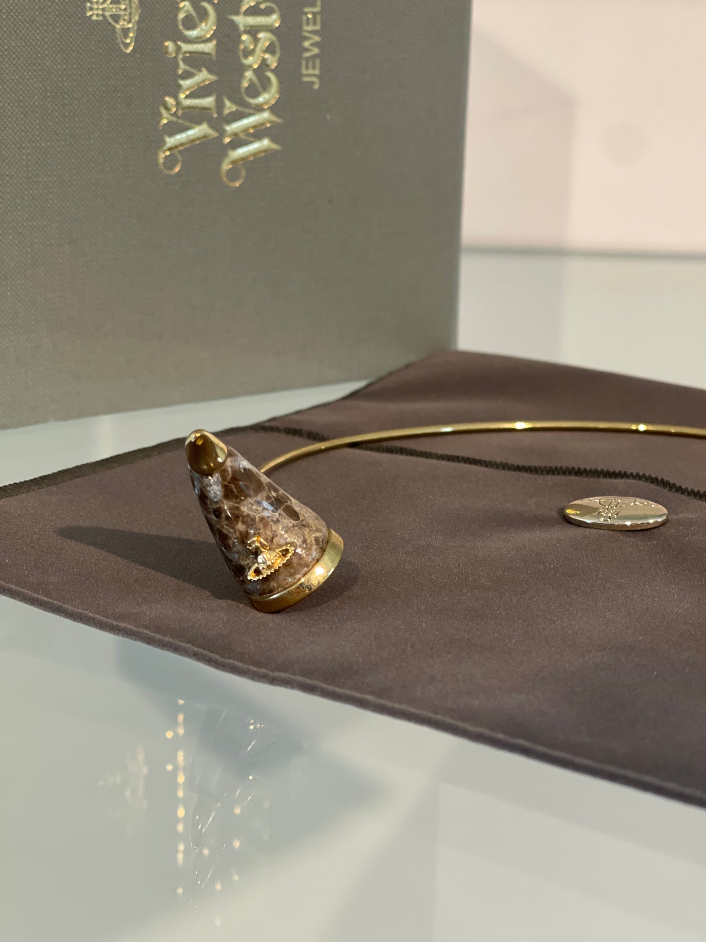 Vivienne Westwood VERY RARE VINTAGE TIARA HORN MARBLE BROWN/GOLD 2014